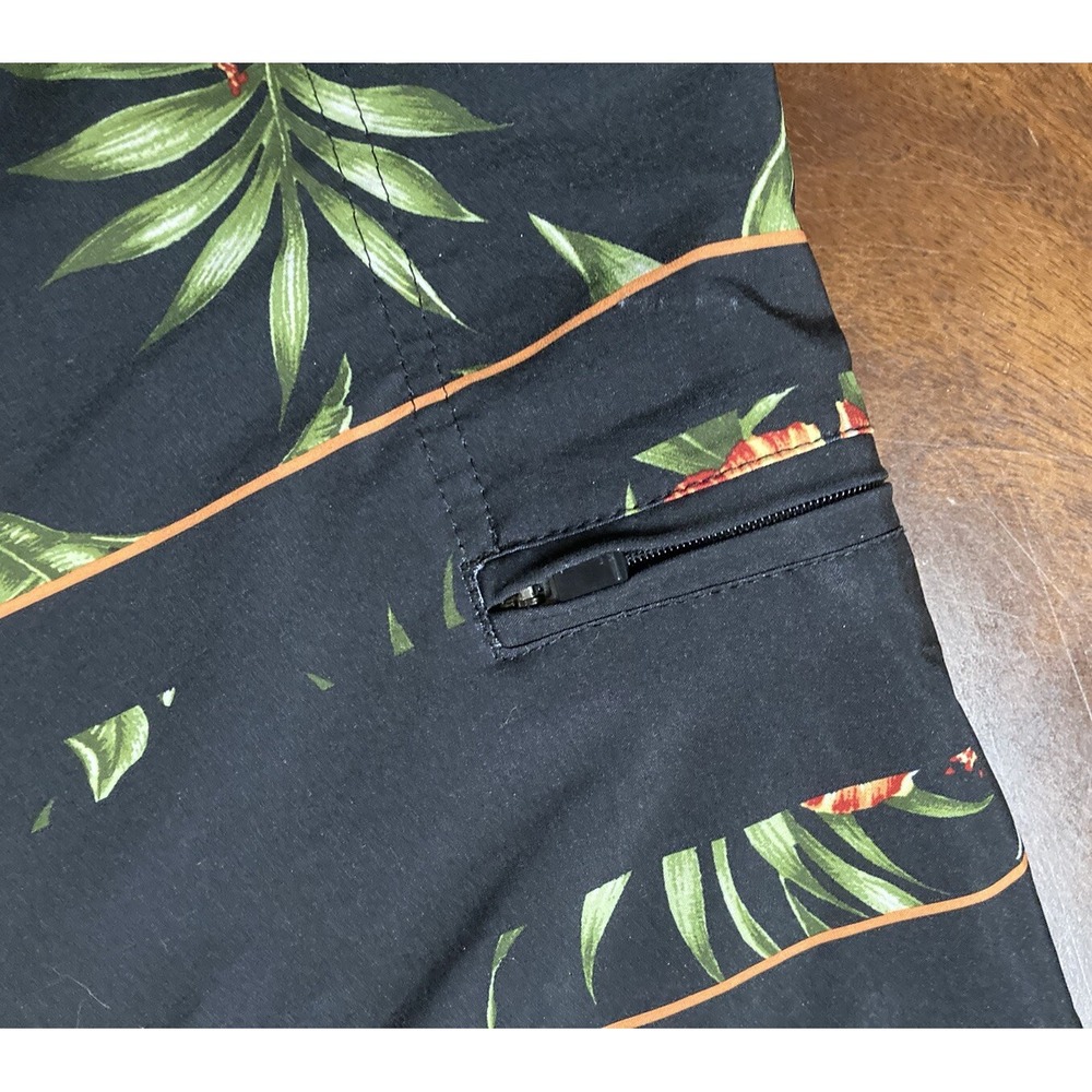 Ron Jon Surf Board Shorts Floral Pattern Size 28 Side Zip Pocket Preowned - Picture 7 of 11